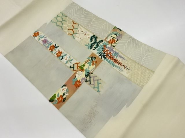 JAPANESE KIMONO / VINTAGE NAGOYA OBI / WOVEN PINE & TRADITIONAL PATTERN